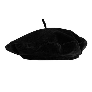 顯臉小黑色貝雷帽子女秋冬法式優雅畫家帽日系百搭復古絲絨飛碟帽