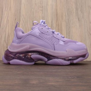 2022年秋冬季巴黎家紫羅蘭圓頭系帶水晶氣墊底時尚休閑老爹鞋男女