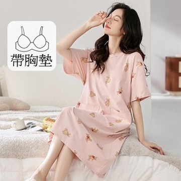 [韓國K.W.]韓國空運清新嬌媚莫代爾洋裝(居家服/家居服/睡衣/睡裙/涼感睡衣)X25414