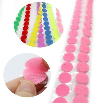 台灣出貨 手工DIY 透明背膠魔術貼 2cm彩色圓點魔術貼粘扣帶 兒童手工DIY魔術貼