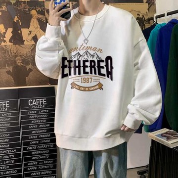 純棉春秋款連帽衛衣男士2024新款冬季港風ins寬松加絨加厚外套潮