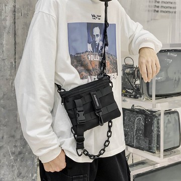 機能斜挎包手機袋嘻哈街頭潮男女戰術腰包日系港風ins工裝單肩包