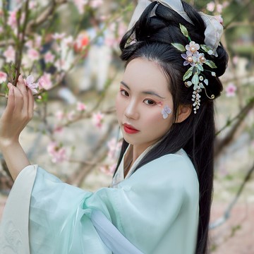 清月鹿鳴原創設計[籬落疏疏]漢服軟桿發簪粉晶白玉超仙古風發飾女