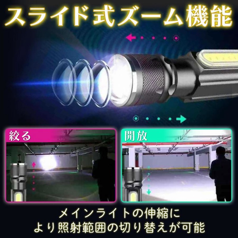 懐中電灯 ledライト 強力 ハンディライト led懐中電灯 充電式