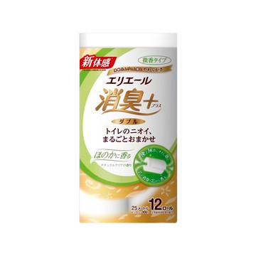 elleair 艾黎艾爾 抑臭+天然淨味捲筒衛生紙 添加天然由來雙重消臭成份 柿單寧與綠茶成份  12捲  1袋