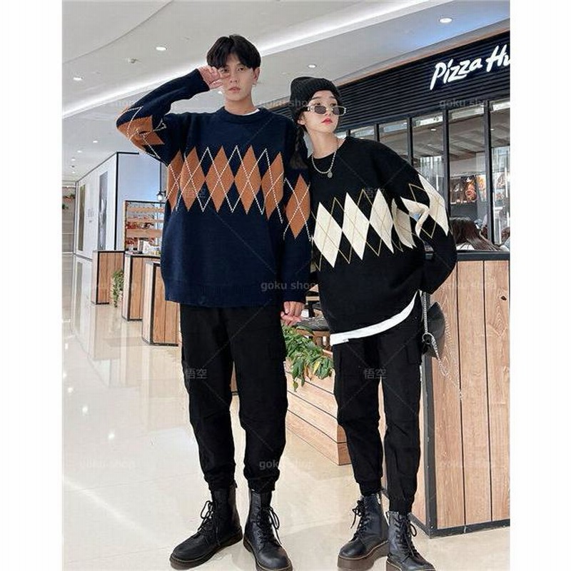 2点セットペアルック カップル ニットセーター ス 韓国 レディース メンズ お揃い ニット セーター 可愛い お洒落 長袖 春秋冬 学院風 お出かけ セーター ニットセーター ニット レディース メンズ カップル