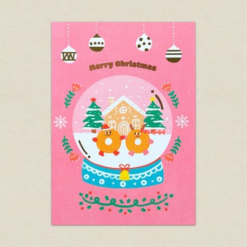 甜甜圈小子的糖霜聖誕/燙金明信片