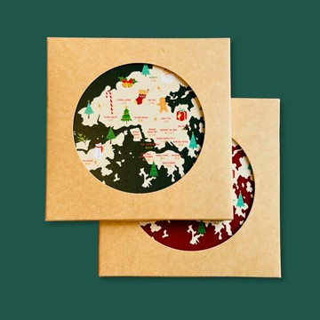 香港地圖吸水杯墊 - 聖誕版