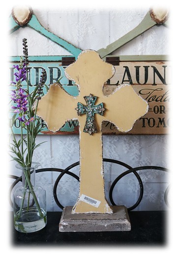 木制古舊十字架擺件 鄉村懷舊風格1入