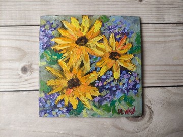 向日葵畫花卉黃色原創藝術向日葵花油畫藝術品