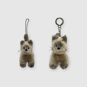 韓國熱銷 暹羅貓手工毛根娃娃吊飾 鑰匙圈 療癒小貓