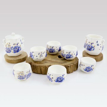 8件組青花六角天燈杯壺組(CI-116T)