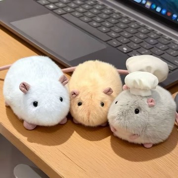 🐈台灣出貨 萌寵花枝鼠擺件 料理鼠毛絨 毛絨公仔豆袋 短絨小鼠 仿真倉鼠 安撫玩偶 可愛老鼠捏捏 玩偶裝飾物 生日禮物