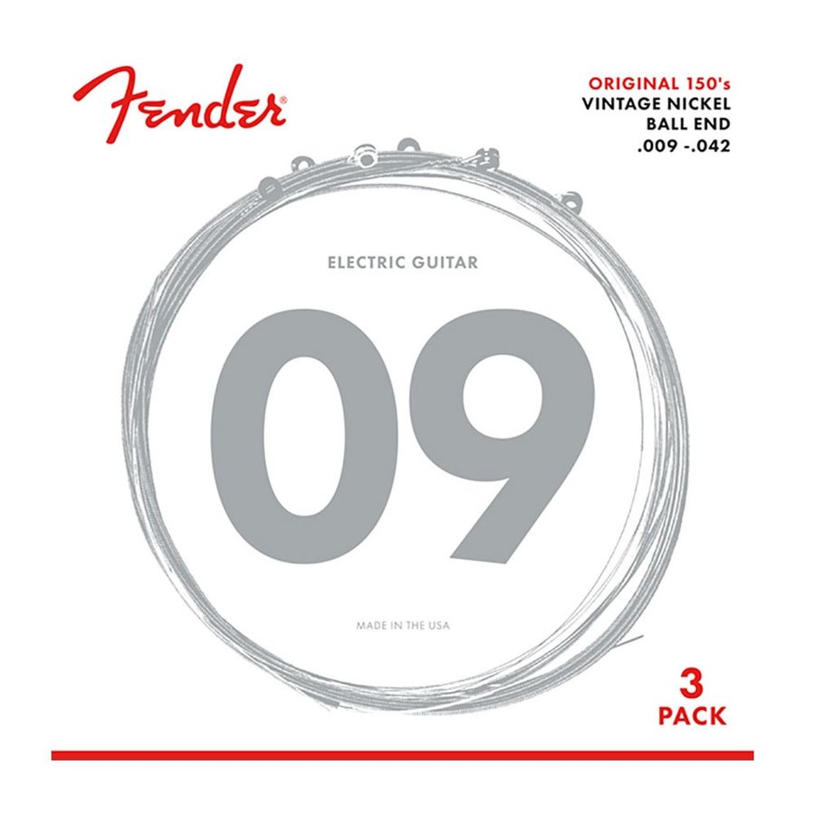 フェンダー Fender Original 150 Guitar Strings Pure Nickel Wound Ball End 150L 009-042 Gauges 3-Pack エレキギター弦 3パック入り×2