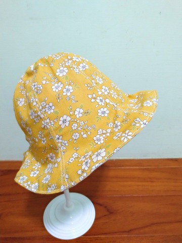 粉黃香氣嬰兒帽 雙面帽 花朵帽 寶寶帽 漁夫帽 遮陽帽 彌月禮