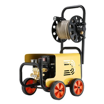 高壓清洗機 喜多多 110V高壓清洗機 商用工業洗車機 推車一體捲管沖洗泵 無刷感應清潔機（3800W 8米防爆高壓管）
