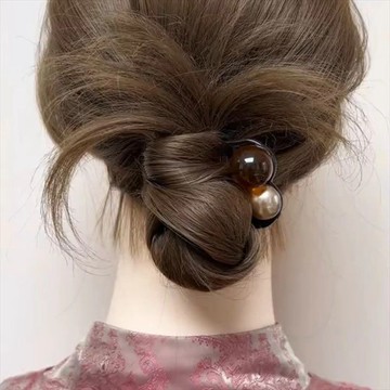 【高級感法式三齒珠珠髮卡插梳】U型髮簪 丸子頭盤髮神器 髮飾 髮夾 髮插 抓夾 髮髻 髮簪 髮飾配件 免運