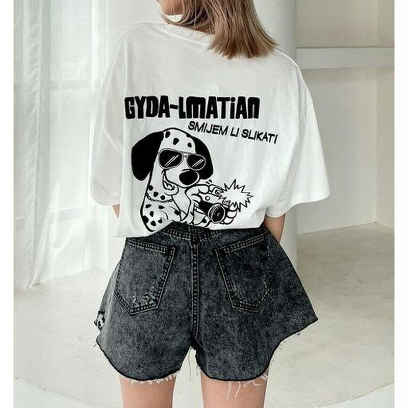 ジェイダ GYDA chillax en la playa BIG Tシャツ 半袖 ルーズシルエット LA  ユーズド加工 ユニセックス 人気 109 セクシー 服 レディース ブランド セール】FLEX ZONE BUNNYポケットBIG Tシャツ（Tシャツ