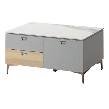 文創集 維珊卡4尺雙色岩板大茶几-121x61x48.5cm免組