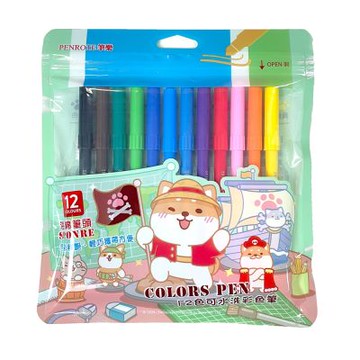 【筆樂 PENROTE】柴語錄-航海圖12色海綿頭可水洗彩色筆 12袋入/組 DPG1496