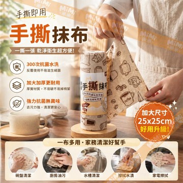 【10A抗菌】👍 超厚手撕懶人抹布 乾濕兩用吸水吸油洗碗巾 廚房專用加大無紡布 ✨台灣出貨·撕拉設計·耐用不掉絮