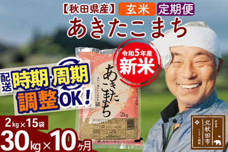 《定期便10ヶ月》＜新米＞秋田県産 あきたこまち 30kg(2kg小分け袋) 令和5年産 配送時期選べる 隔月お届けOK お米 おおもり