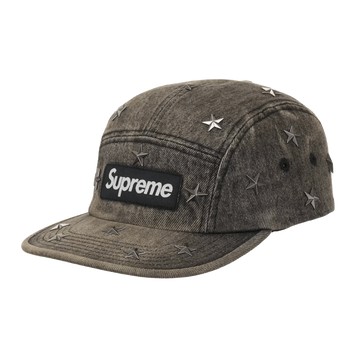 STARS STUDDED DENIM CAMP CAP WASHED BLACK