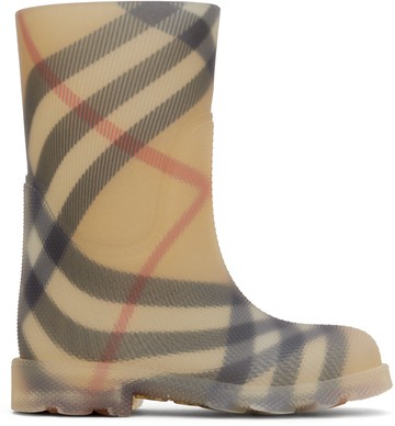 Burberry 驼色 Check Rubber Marsh 婴儿中筒靴