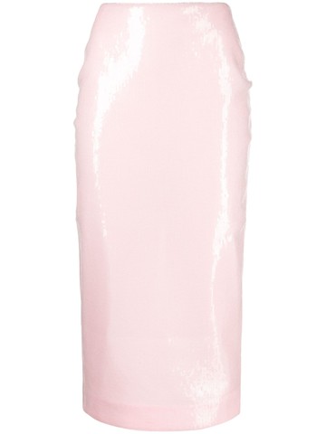 ROTATE - sequinned midi skirt - women - Polyester/Elastane/Recycled Polyester/Polyester - 34 - Pink