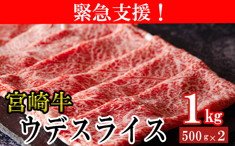 宮崎牛 ウデ スライス 500g×2 合計1kg 冷凍 内閣総理大臣賞受賞 宮崎県産 牛肉 送料無料 炒め物 すき焼き ギフト プレゼント 贈り物 肉巻き セット 詰め合わせ 焼肉 肉じゃが ビーフペッパーライス 緊急支援 家庭応援 期間限定