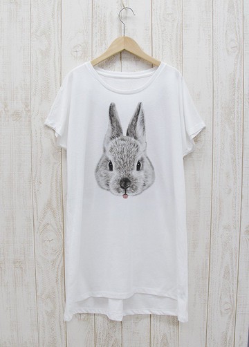 ronronRABIT 一件式 T 卹 Beh白/ R032-O-WH