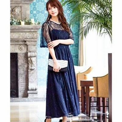 ニアナ niana 総レースロング 結婚式ワンピース パーティードレス