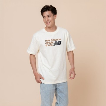 New Balance [New Balance]短袖上衣_男性_米白色_MT51900AGA
