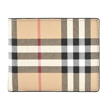 BURBERRY Vintage 經典格紋帆布對開短夾(卡其)
