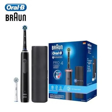 【加贈4入刷頭組】德國百靈 Oral-B 德製3D電動牙刷 PRO4 黑