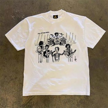 搞錢做慈善 3A260克純棉雙紗！向上俠！重磅情侶女寬松短袖T恤男