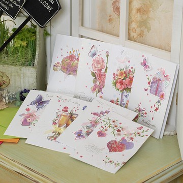 伊和諾拾風賀卡淡彩貼花祝福卡萬用卡生日卡感謝卡 WISH-1137