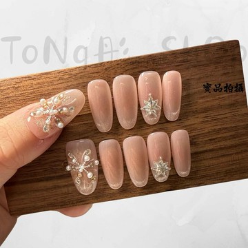 《ToNg彤·穿戴甲》雪花煙火丨純手工丨中橢圓 全尺碼 丨現貨秒出丨 隔日到貨❤