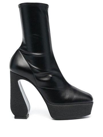 Si Rossi - 125mm platform ankle boots - women - Calf Leather/Fabric/Calf Leather/Calf Leather/Rubber - 37.5 - Black