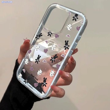 ✨iphone時尚手機殼✨愛心黑兔適用iPhone17Promax/16手機殼15/14三合一邊框11可愛簡約