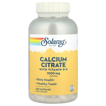 Solaray, 檸檬酸鈣 + 維生素 D-3，240 粒膠囊