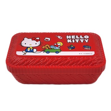 Skater 塑膠便當盒 580ml  Hello Kitty 野餐籃風 紅色  1個