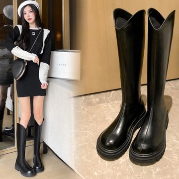 馬丁瘦瘦靴子粗跟不過膝長筒靴女2025年秋冬新款彈力高筒靴騎士靴