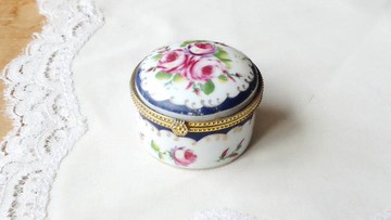 寶藍玫瑰陶瓷首飾盒