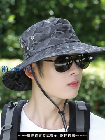 【可打統編 超低價】漁夫帽男夏季帽子迷彩大檐遮陽帽戶外登山防曬太陽帽騎車旅行帽