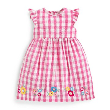 【愛寶貝】英國 JoJo Maman BeBe 超優質嬰幼兒/兒童100％純棉無袖洋裝_粉格紋小花 (JJ-E4325)
