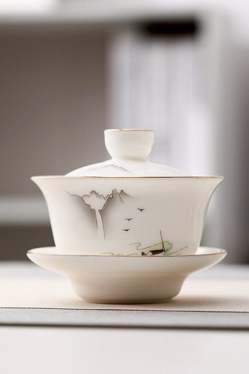 輕奢羊脂玉白瓷蓋碗大號三才碗茶功夫茶具套裝器陶瓷單個壺泡零配