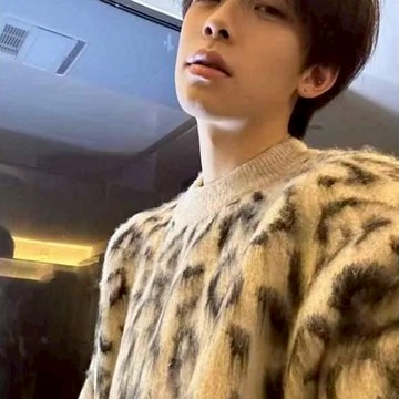 圓領豹紋毛衣男 秋冬寬鬆撞色針織衫男韓版潮流百搭套頭上衣男