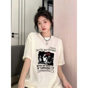 【林木木】100%純棉 短袖T恤 美式復古 寬鬆短袖 潮流衣服 落肩上衣