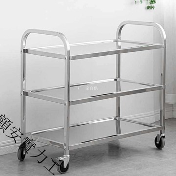 批發304加厚不銹鋼餐車小推車酒店餐廳收送飯店酒水廚房收碗車擺[DD160110]